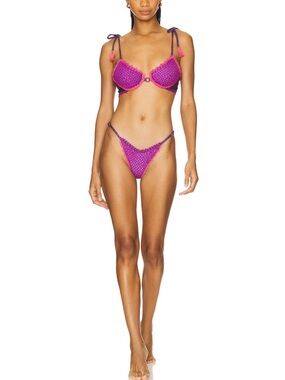 Capittana Stephanie Lilac Crochet Tie-Shoulder Bikini Set